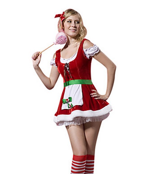 Cute Pretty Red Dress Christmas Costume(2Pieces)