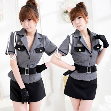  Elegant Gray Polyester Police Uniform (4 Pieces)