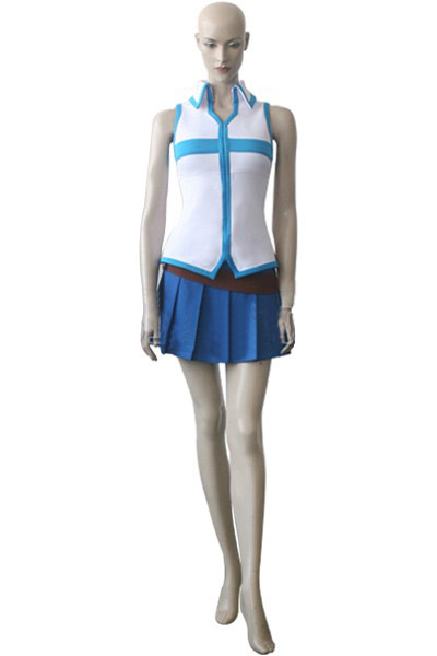 Lucy Heartfilia Fairy Tail White and Blue Cosplay Costume