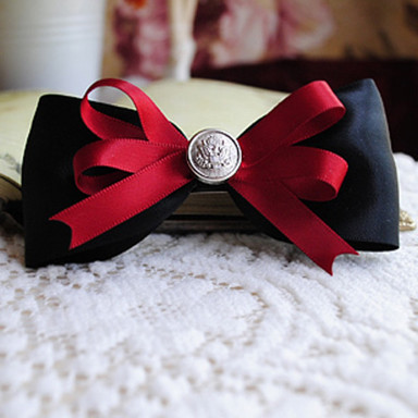  Handmade Red and Black Satin 8cm Bow Punk Lolita Headpiece