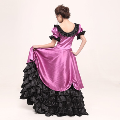  Short Sleeve Floor-length Light Purple Satin Classic Lolita Dress